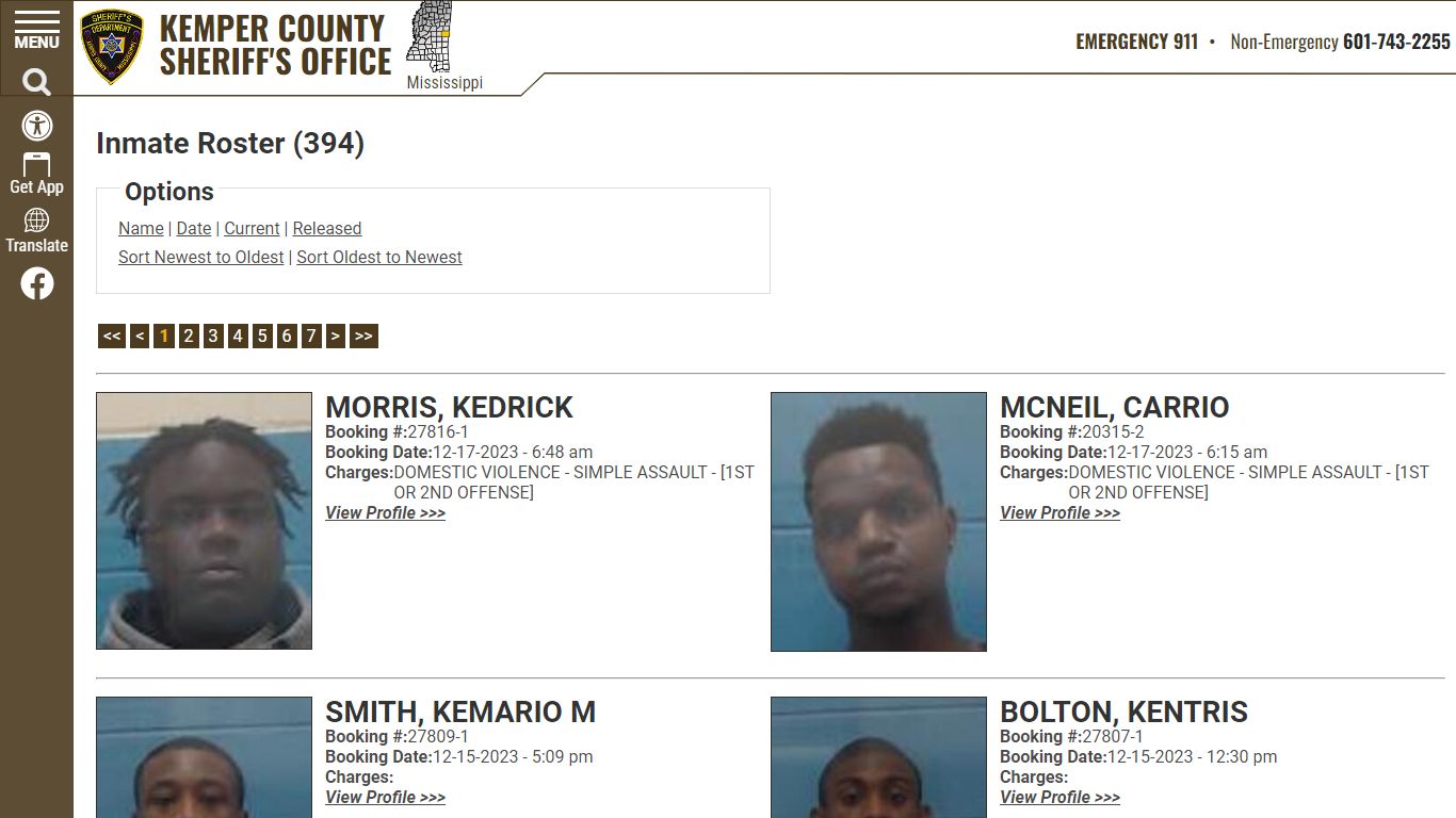 Inmate Roster - Current Inmates Booking Date Descending - Kemper County ...