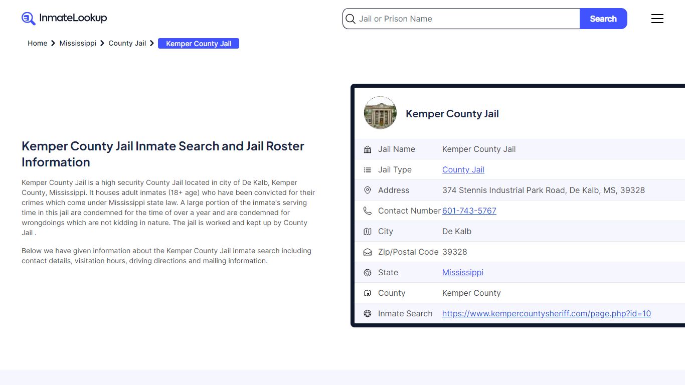 Kemper County Jail Inmate Search and Jail Roster Information
